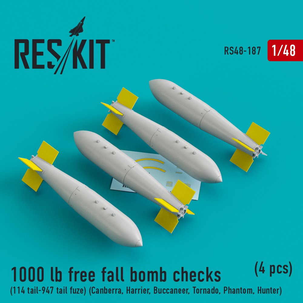 1/48 1000 lb free fall bomb checks (4 pcs.)