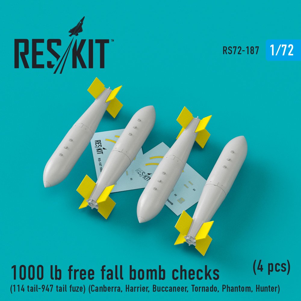 1/72 1000 lb free fall bomb checks (4 pcs.)