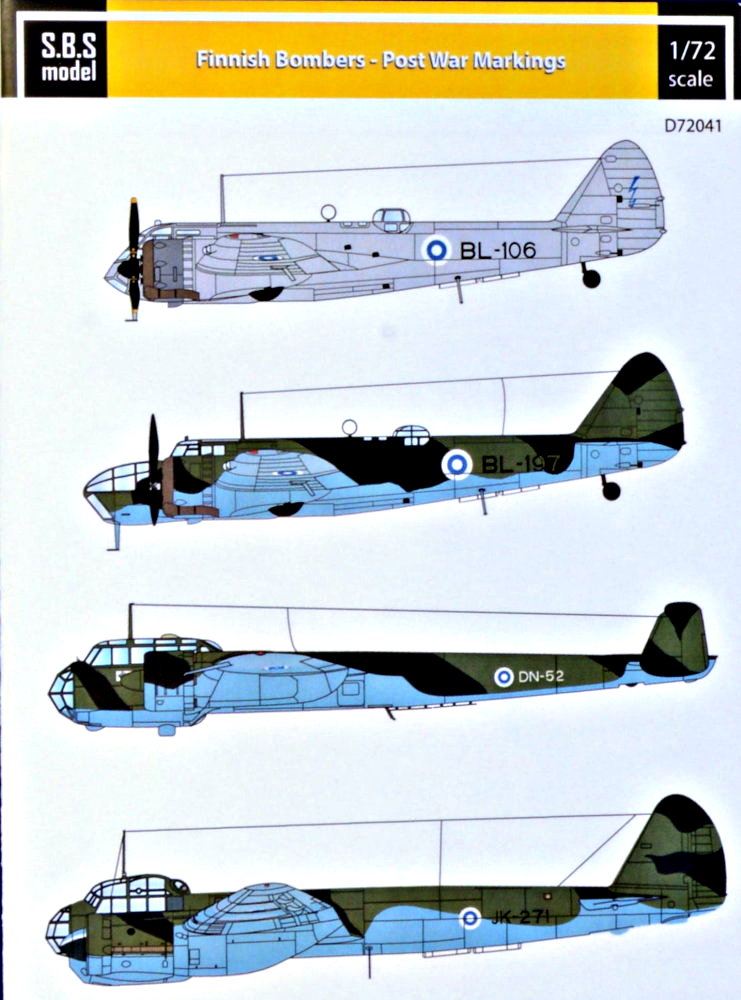 1/72 Decal Finnish Bombers - Post War Markings