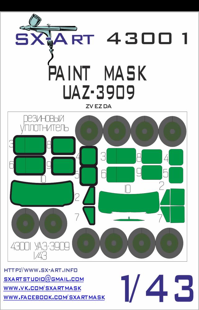 1/43 UAZ-3909 Painting Mask (ZVE)