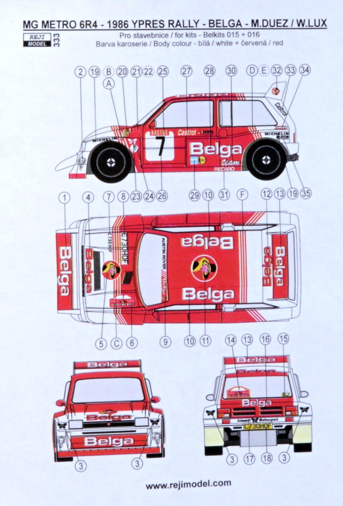 1/24 Metro 6R4 BELGA Rallye Ypress 1986