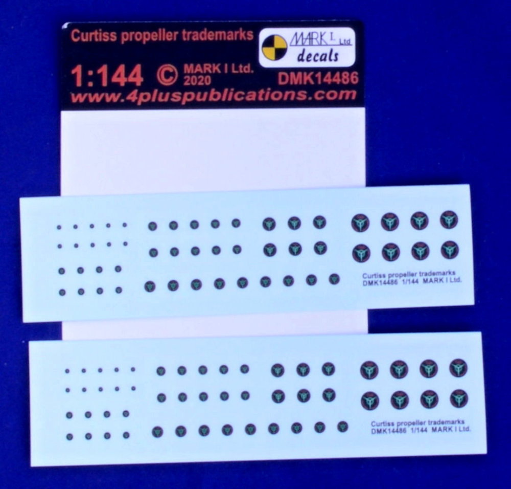 1/144 Decals Curtiss propeller trademarks (2 sets)