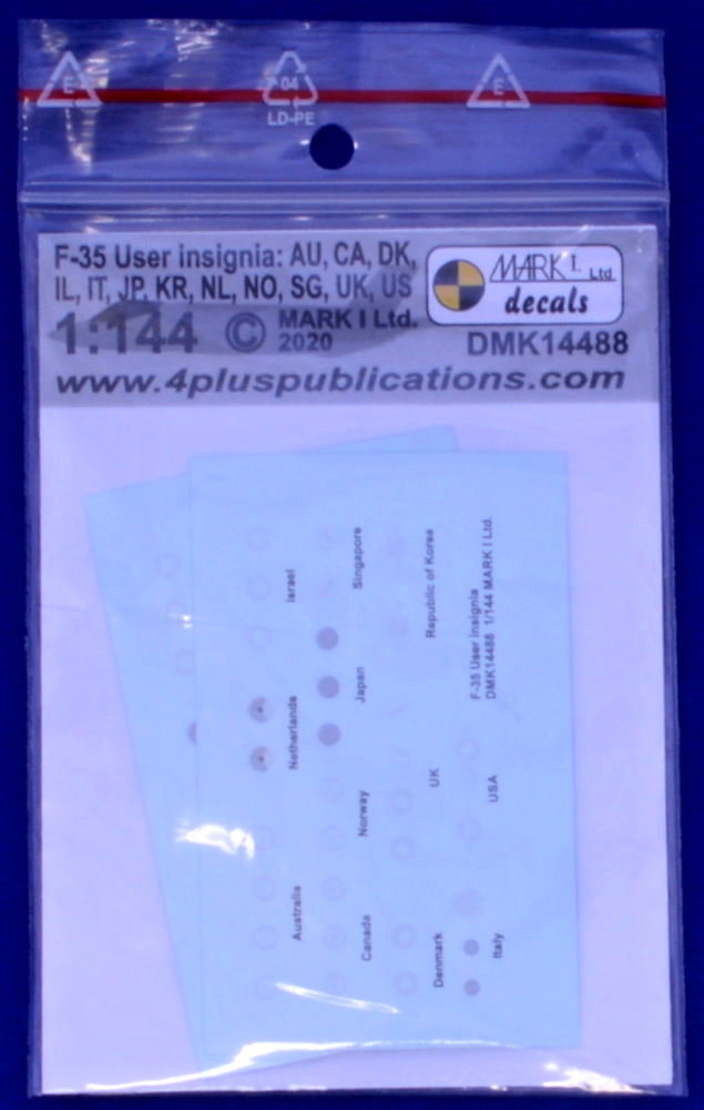 insignia Mark I Decals 1/144 DMK14488 F-35 Users 2 sets 