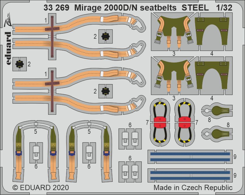 1/32 Mirage 2000D/N seatbelts STEEL (KITTYH)
