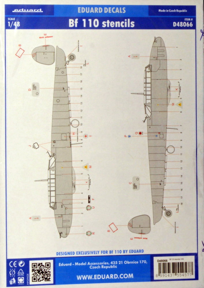 1/48 Decals Bf 110 stencils (EDU)