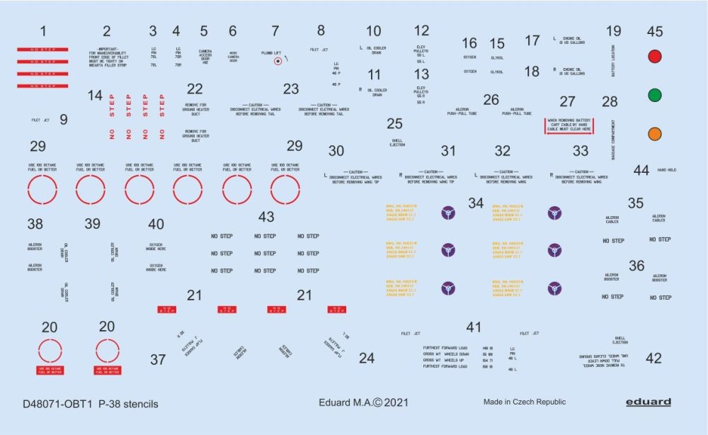 1/48 Decals P-38 stencils (TAM/ACAD/HAS)