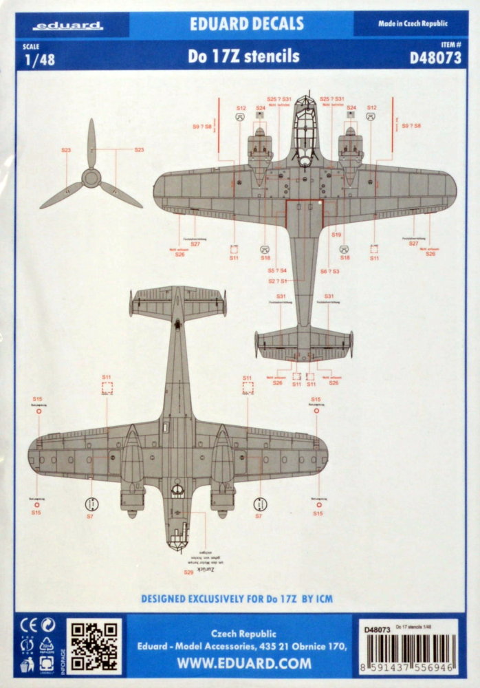 1/48 Decals Do 17 stencils (ICM)