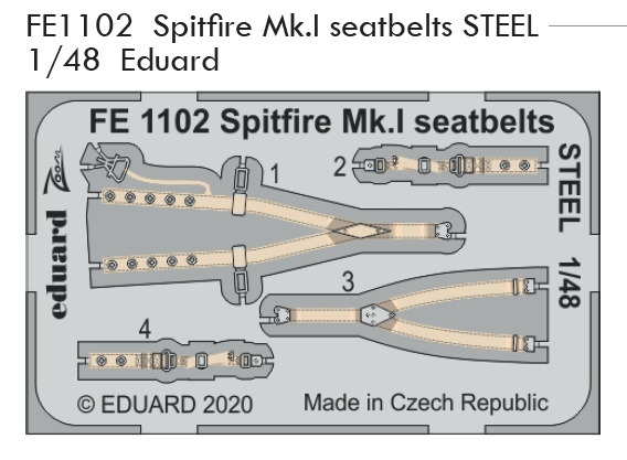 1/48 Spitfire Mk.I seatbelts STEEL (EDU)