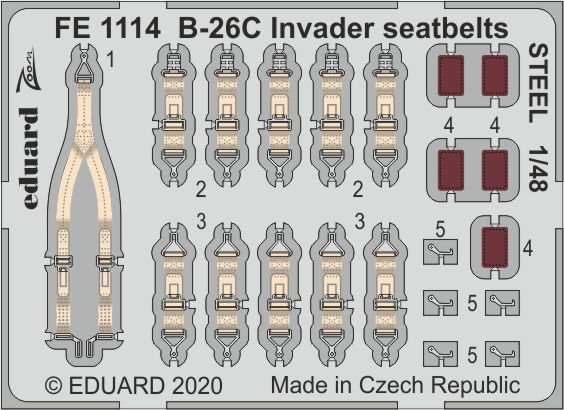 1/48 B-26C Invader seatbelts STEEL (ICM)