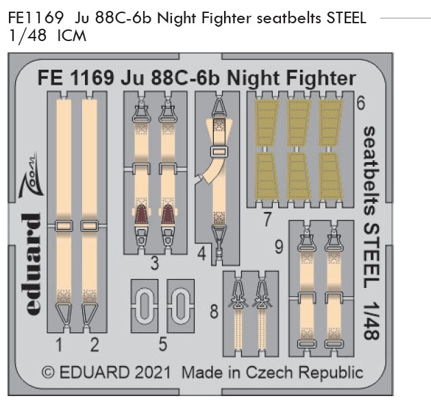 1/48 Ju 88C-6b Night Fighter seatbelts STEEL (ICM)