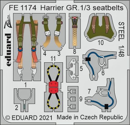 1/48 Harrier GR.1/3 seatbelts STEEL (KIN)