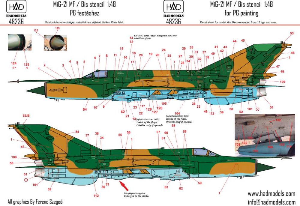 1/48 Decal MiG-21 MF/Bis stencils Part 1 