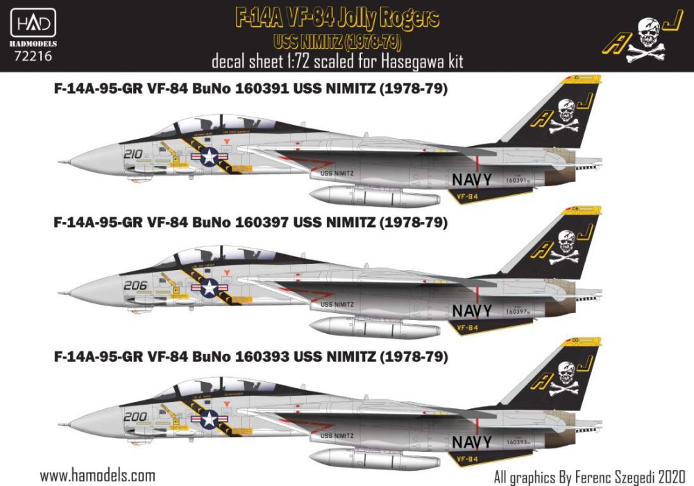 1/72 Decal F-14A VF-84 Jolly Rogers, 1978-79