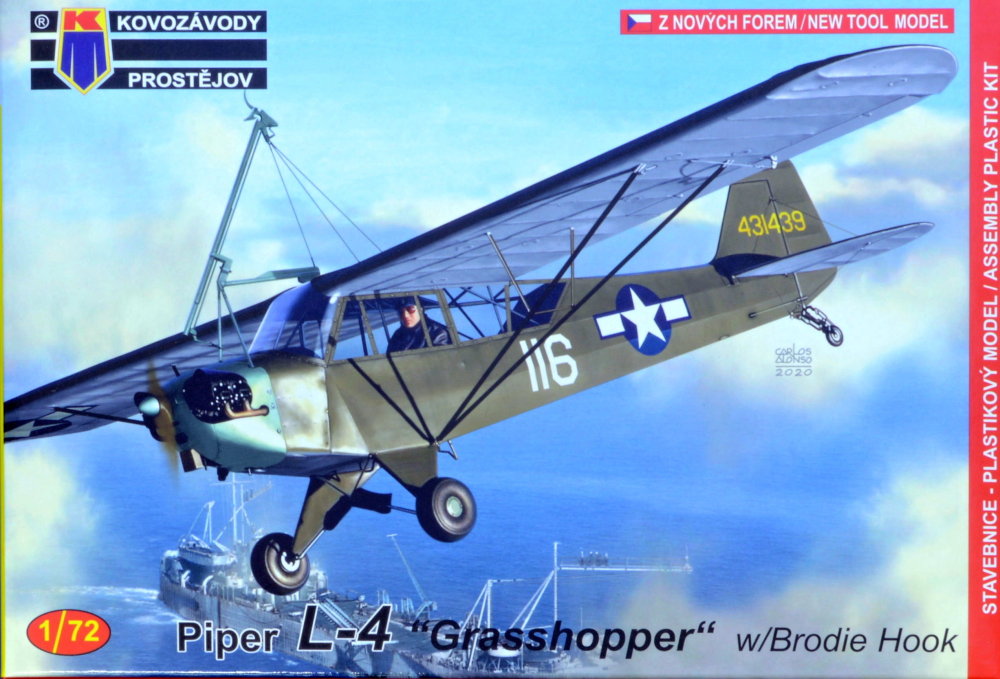 1/72 Piper L-4 Grasshopper w/Brodie Hook (3x camo)