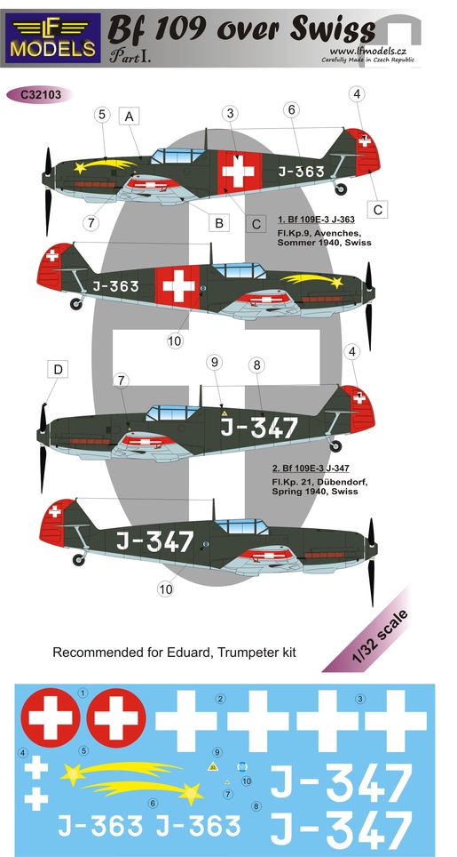 1/32 Decals Bf 109 over Swiss (EDU/TRUMP) Part 1