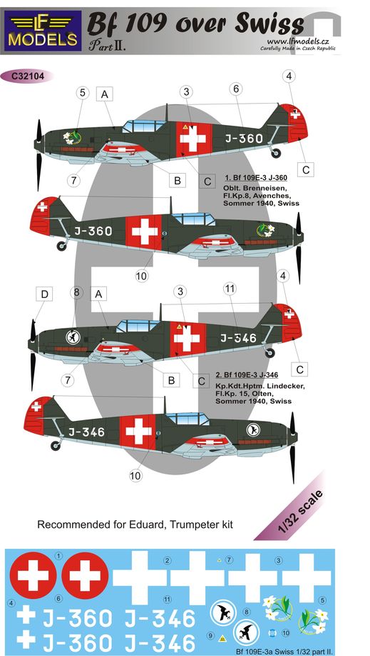 1/32 Decals Bf 109 over Swiss (EDU/TRUMP) Part 2
