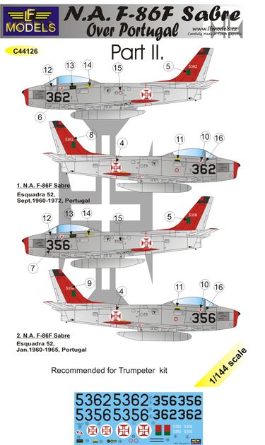 1/144 Decals F-86F Sabre over Portugal (TRUM) Pt.2