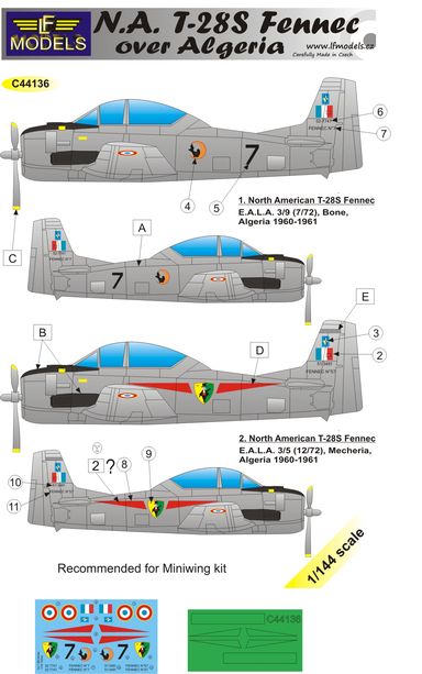 1/144 Decals T-28S Fennec over Algeria (MINIWING)