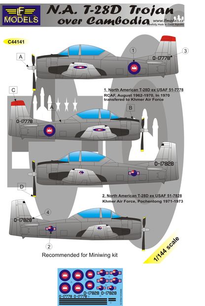 1/144 Decals T-28D Trojan over Cambodia (MINIWING)