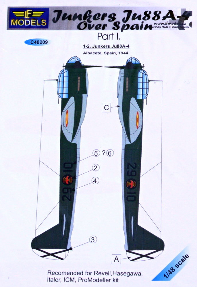 1/48 Decals Junkers Ju 88A-4 over Spain, Part 1