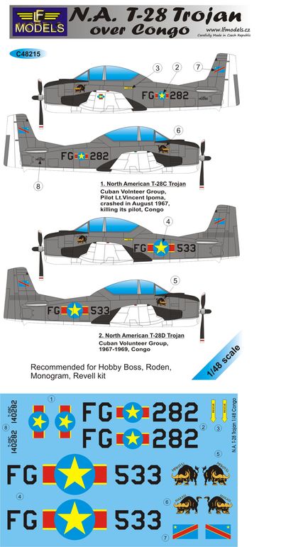 1/48 Decals N.A. T-28 Trojan over Congo (REV,RDN)