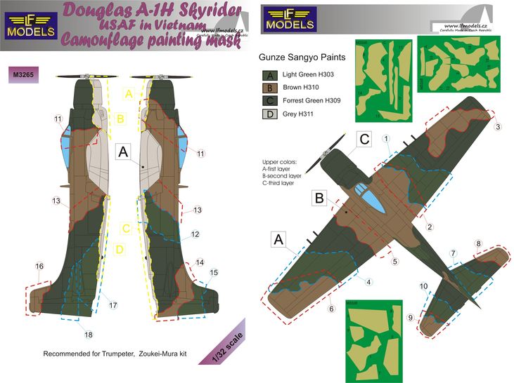 1/32 Mask Douglas A-1H Skyrider Camoufl.painting