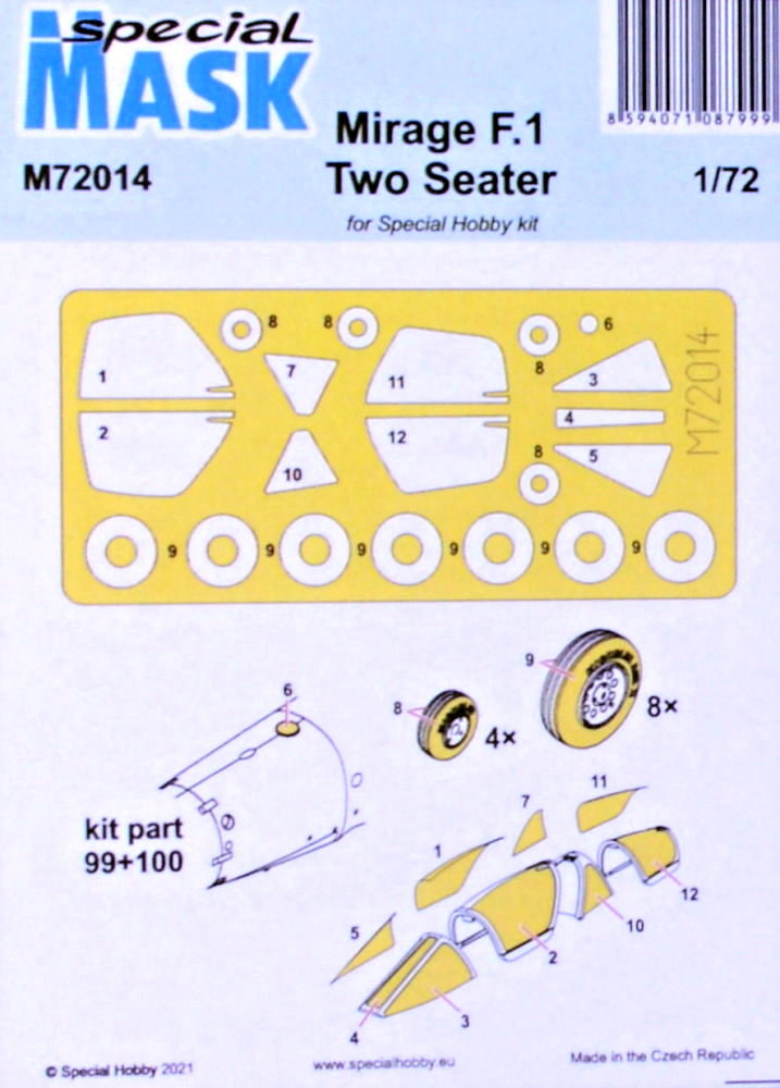 1/72 Mask for Mirage F.1 Two Seater (SP.HOBBY)