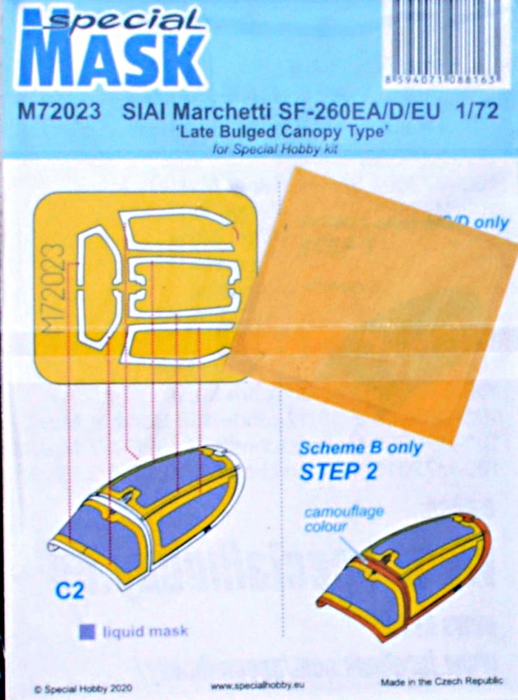 1/72 Mask for SF-260EA/D/EU Late Bulged Can.Type