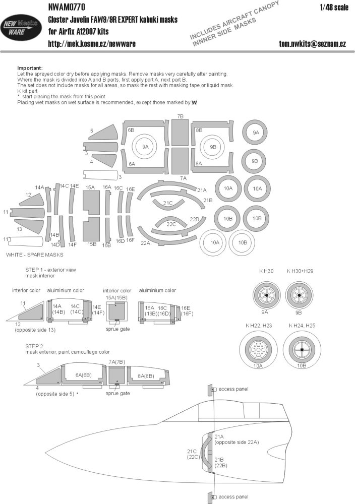 1/48 Mask Gloster Javelin FAW9/9R EXPERT (AIRFIX)