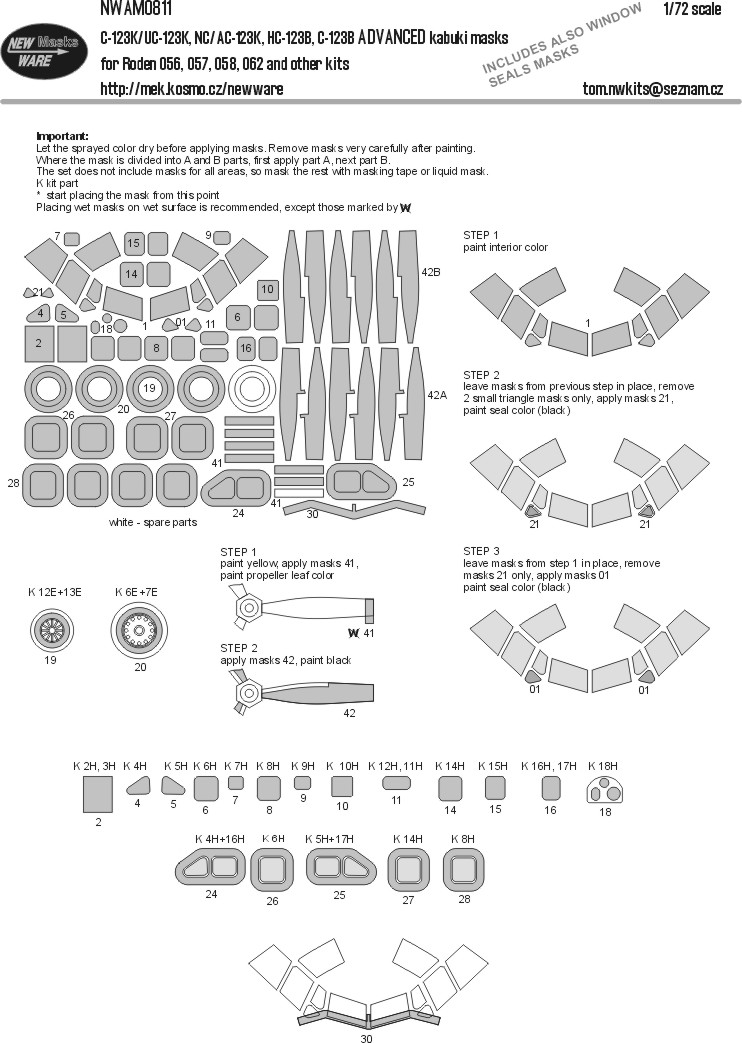 1/72 Mask C-123K/UC-123K,NC/AC-123K ADVANCED (RDN)