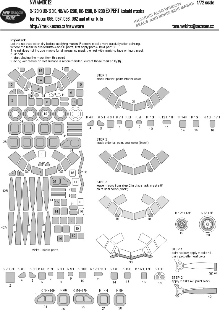 1/72 Mask C-123K/UC-123K,NC/AC-123K EXPERT (RDN)