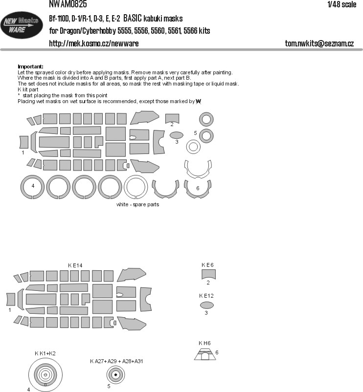 1/48 Mask Bf-110D,D-1/R-1,D-3,E,E-2 BASIC (DRAG)