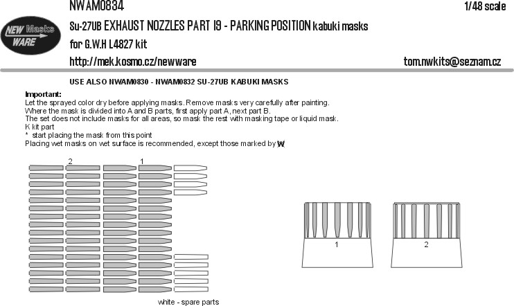 1/48 Mask Su-27UB EXH.NOZZLES Part I9 (GWH L4827)