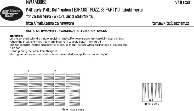 1/48 Mask F-4E early, F-4EJ EXH.NOZZLES part I10