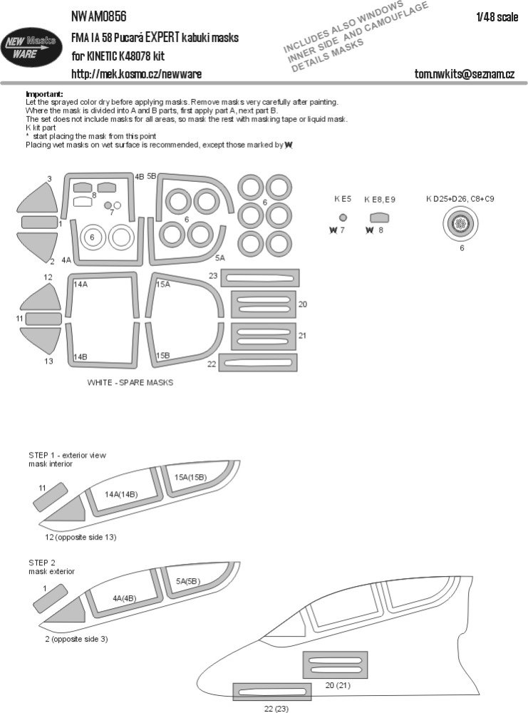 1/48 Mask FMA IA 58 Pucará EXPERT (KINETIC K48078)