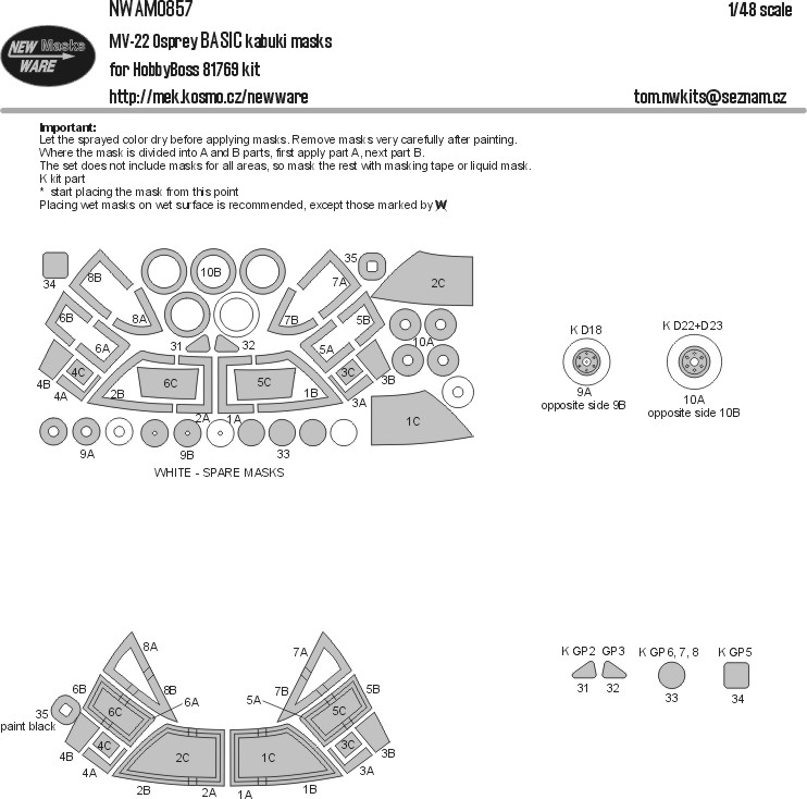 1/48 Mask MV-22 Osprey BASIC (HOBBYB 81769)