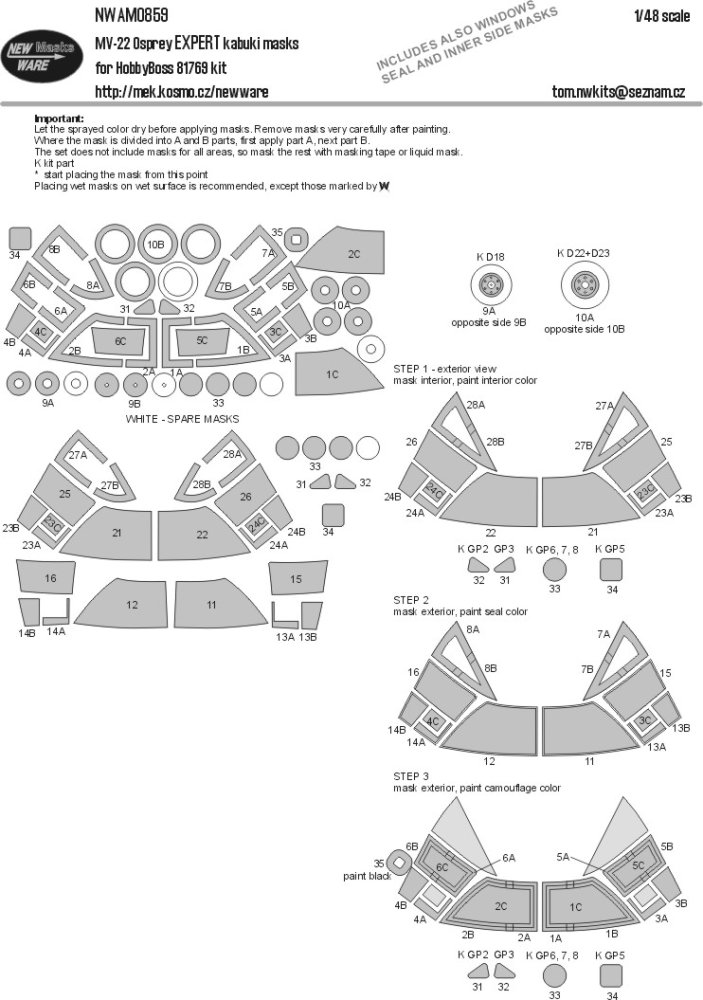 1/48 Mask MV-22 Osprey EXPERT (HOBBYB 81769)