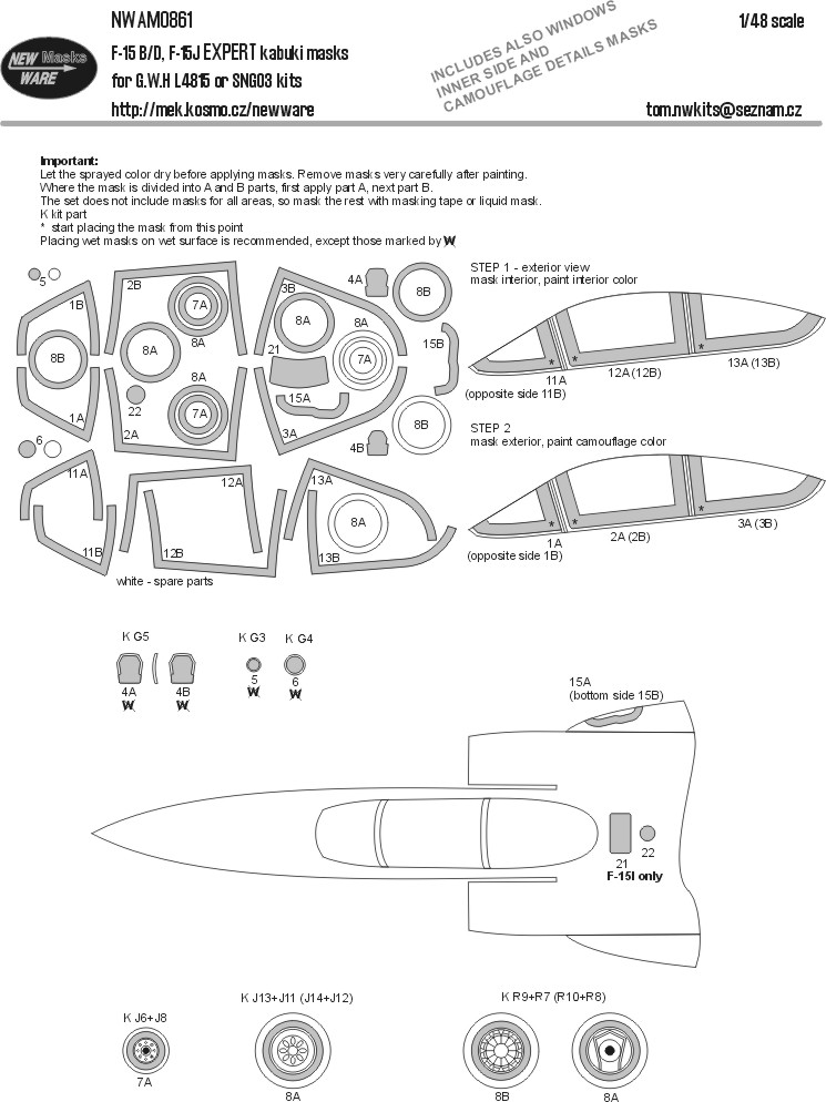 1/48 Mask F-15 B/D, F-15J EXPERT (GHW/SNG)