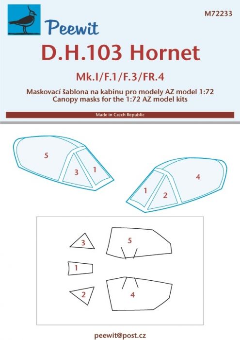 1/72 Canopy mask DH.103 Hornet (AZ)