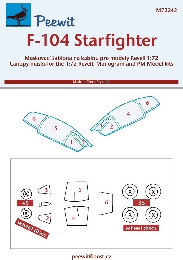 1/72 Canopy mask F-104 Starfighter (REV/MONO)