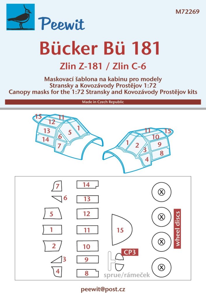 1/72 Canopy mask Bü 181 / Zlin Z-181 / C-6 (KP)