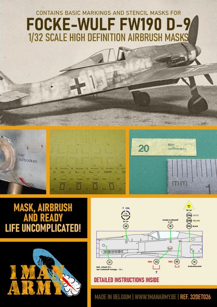 1/32 Focke Wulf 190 D9 Airbrush paint mask 