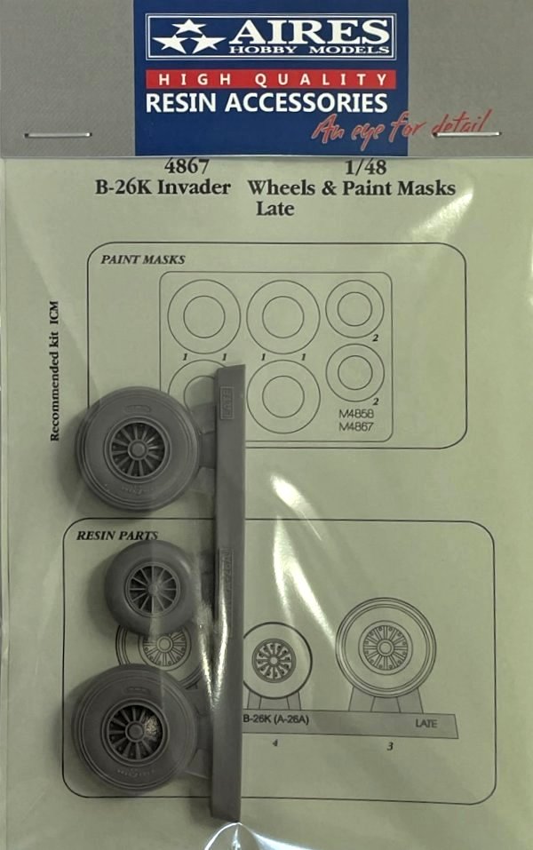 1/48 B-26K Invader late wheels & paint masks (ICM)