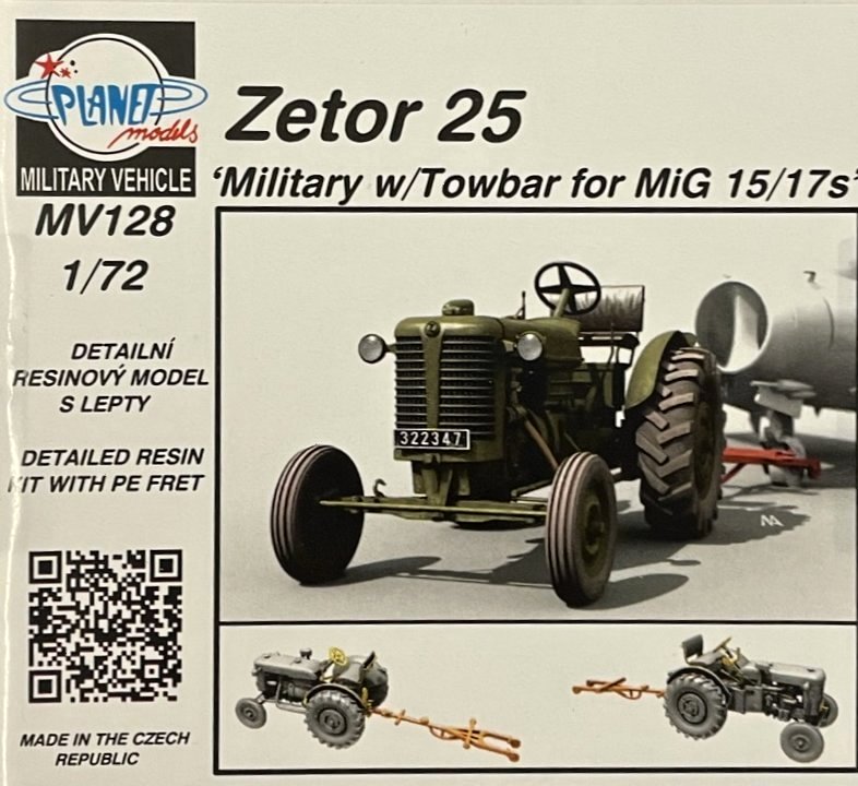 1/72 Zetor 25 Military w/Towbar for MiG 15/17s