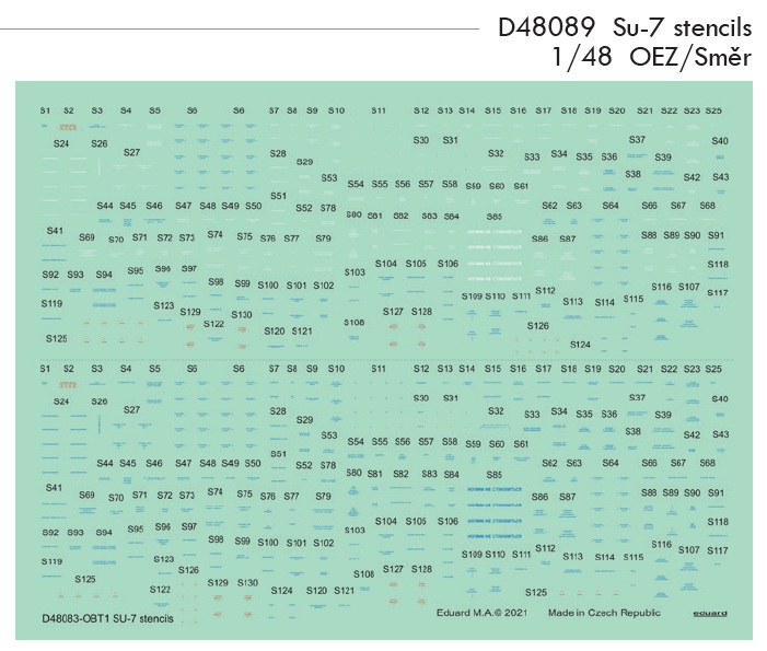 1/48 Decals Su-7 stencils (OEZ/SMĚR)