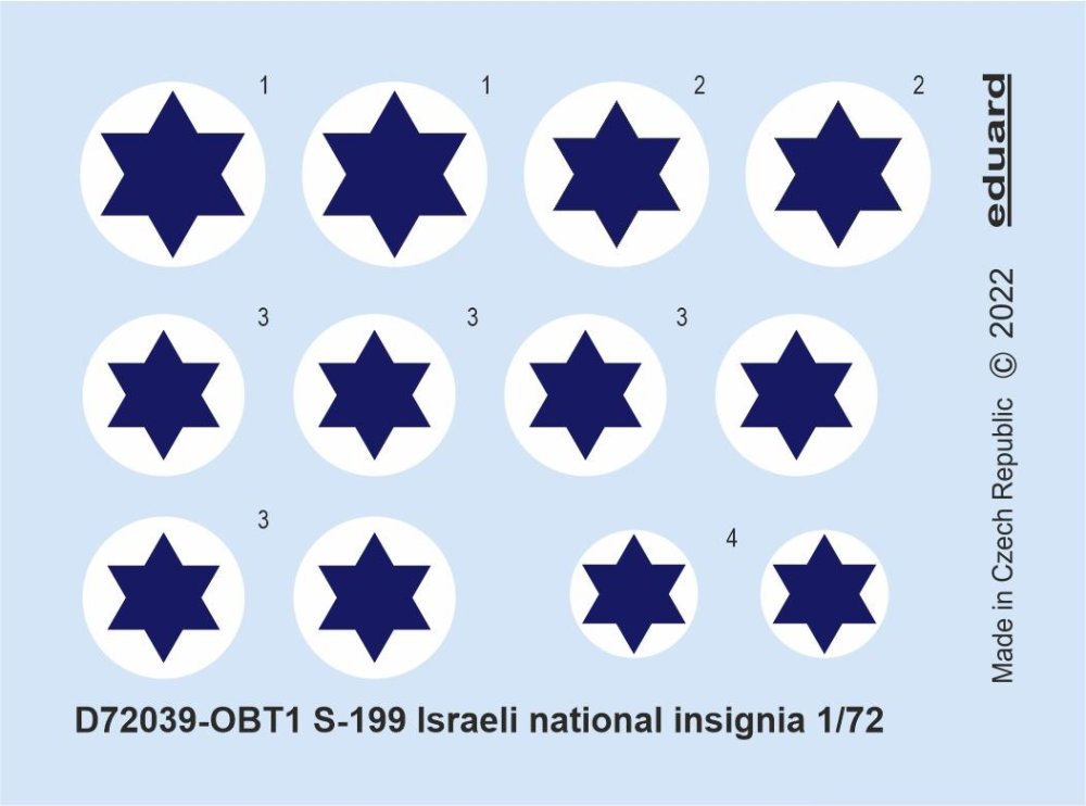 1/72 Decals S-199 Israeli national insignia (EDU)