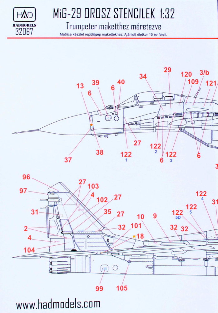 1/32 Decal MiG-29 Russian stencils (TRUMP)