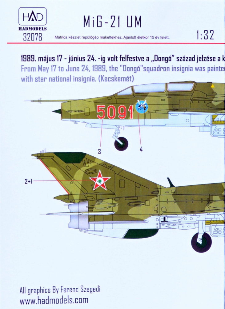 1/32 Decal MiG-21 UM 5091 Dongó (1989)