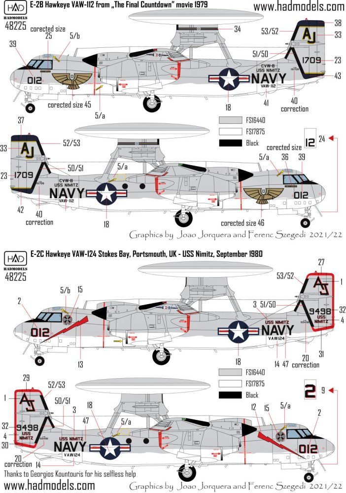 1/48 Decal E-2B/C VAW-124 