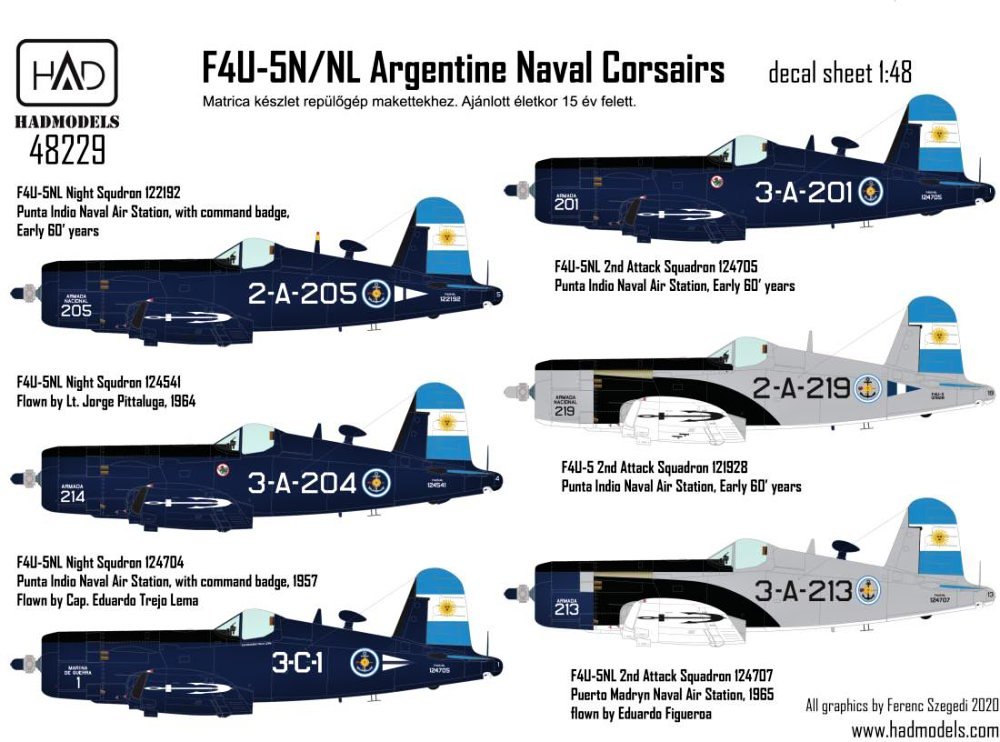 1/48 Decal F4U-5NL Argentine Naval Corsairs 
